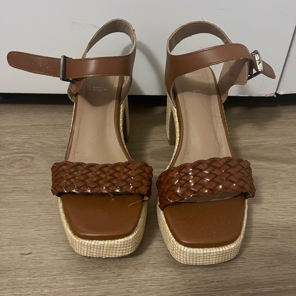 Brown Woven Strap Heels